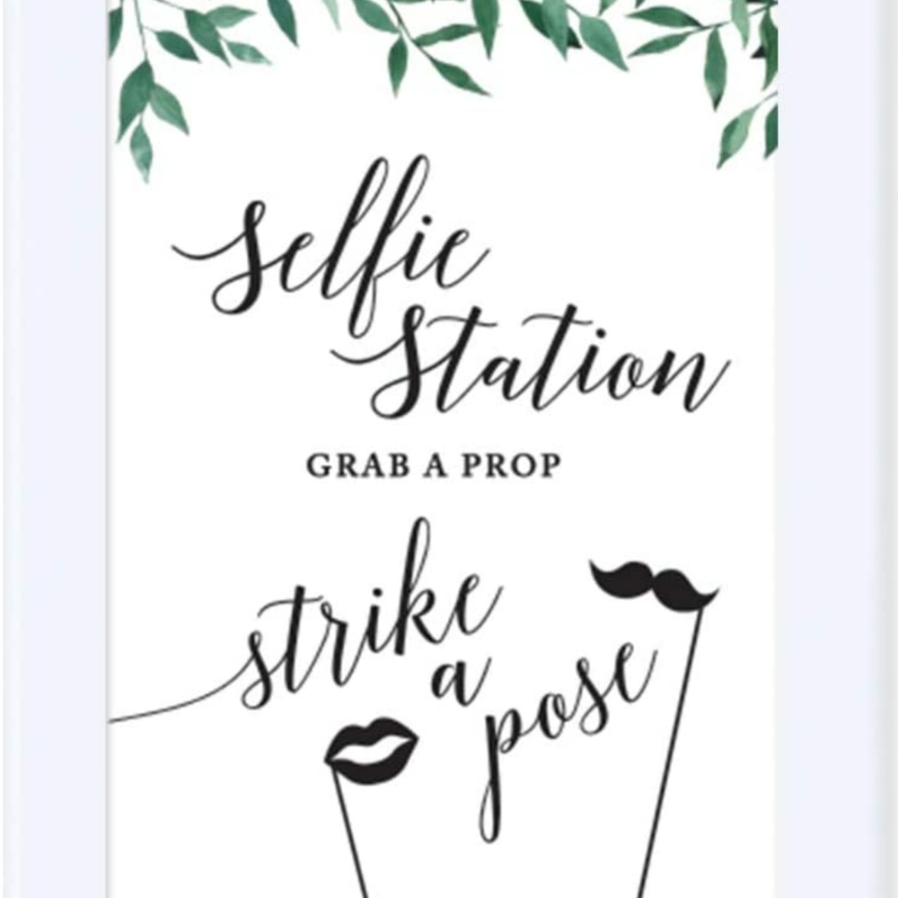 NWT White Selfie Station Prop Sign + White Frame for Events , Wedding + Fun!